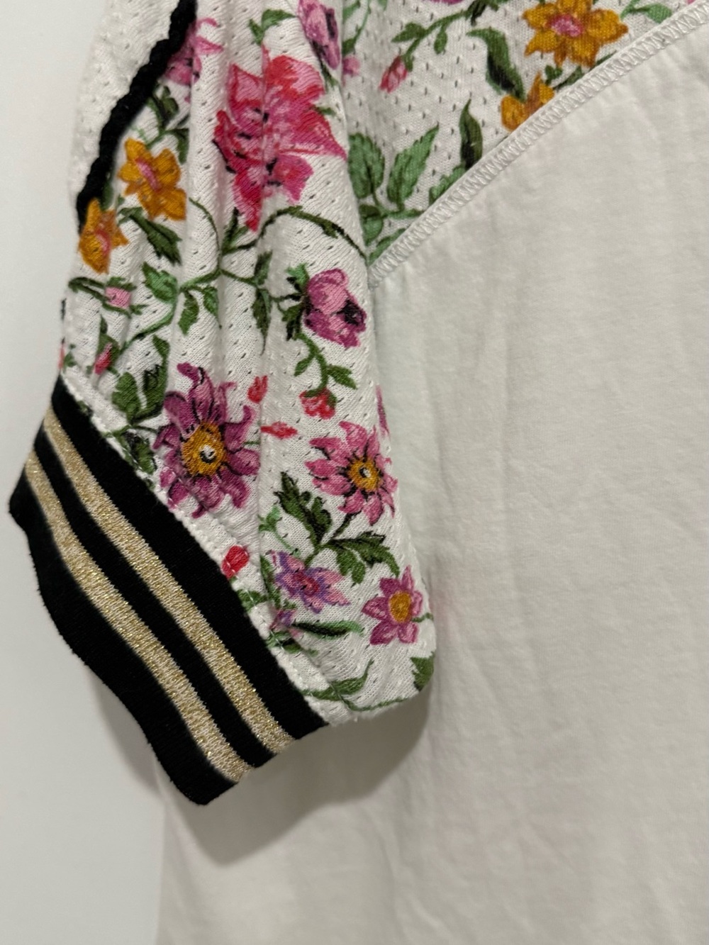Anthropologie Daily Practice Mesh Short-Sleeve Tee with Number 9 Appliqué - Picture 3 of 9